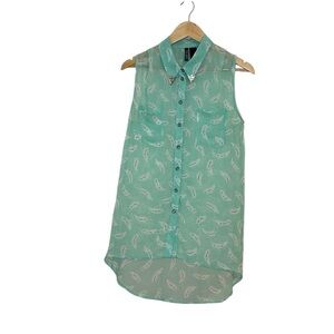 Bisou Bisou Sheer Sleeveless Blouse, western tips, Medium